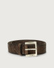 Sauro croc-effect embossed leather belt