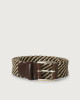 Square woven fabric and leather belt