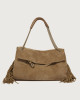 Venus Peach Fringe Midi suede leather shoulder bag