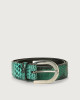 Orciani Diamond pyhton leather belt Python Leather Emerald Green