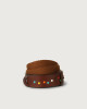Orciani Point Color leather and fabric Nobuckle Kids belt with micro-studs Leather & fabric Burnt