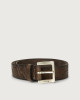 Orciani Sauro croc-effect embossed leather belt Embossed leather Chocolate