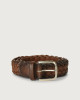 Orciani Micron Deep braided leather belt Leather Burnt