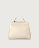 Orciani Sveva Soft Small leather handbag with shoulder strap Grained leather Ivory