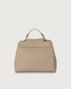 Orciani Sveva Soft Small leather handbag with shoulder strap Grained leather Sand