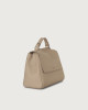 Orciani Sveva Soft Small leather handbag with shoulder strap Grained leather Sand