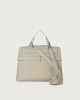 Orciani Sveva Sense Small leather handbag with strap Grained leather light grey