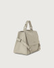 Orciani Sveva Sense Small leather handbag with strap Grained leather light grey