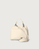 Orciani Sveva Soft Mini leather handbag with shoulder strap Grained leather Ivory