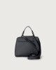 Orciani Sveva Soft Mini leather handbag with shoulder strap Grained leather Navy