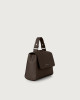 Orciani Sveva Soft Mini leather handbag with shoulder strap Grained leather Chocolate