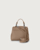 Orciani Sveva Soft Mini leather handbag with shoulder strap Grained leather Taupe
