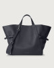 Orciani Fan Soft large leather handbag Leather Navy