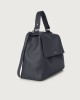 Orciani Sveva Soft large leather shoulder bag with strap Grained leather Navy