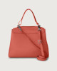 Orciani Sveva Soft Medium leather shoulder bag with shoulder strap Grained leather Brick