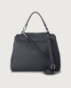 Orciani Sveva Soft Medium leather shoulder bag with shoulder strap Grained leather Navy