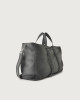 Orciani Micron Deep leather large weekender bag with strap Leather Grey