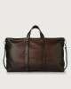 Orciani Micron Deep leather large weekender bag with strap Leather Brown