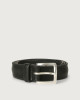 Orciani Frog leather belt 3,5 cm Embossed leather Black