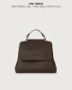 Orciani Sveva Soft Small leather handbag with shoulder strap Grained leather Chocolate