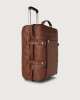 Orciani Micron leather two wheels trolley Grained leather Cognac