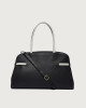 Orciani Aura Black & White Large leather shoulder bag Grained leather Black