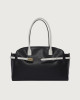 Orciani Aura Black & White Large leather shoulder bag Grained leather Black