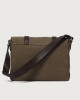 Orciani Jones Midi Safari canvas and leather messenger bag Leather & fabric Chocolate