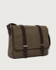 Orciani Jones Midi Safari canvas and leather messenger bag Leather & fabric Chocolate