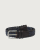 Orciani Town leather and fabric belt 3,5 cm Leather & fabric Chocolate