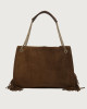 Orciani Venus Peach Fringe Midi suede leather shoulder bag Suede leather Brown