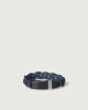 Orciani Walk leather Nobuckle bracelet with silver detail Leather Deep Blue