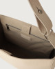 Orciani Sveva Soft large leather shoulder bag with strap Grained leather Ivory
