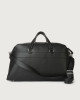 Orciani Micron leather duffle bag with shoulder strap Grained leather Black