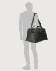 Orciani Micron leather duffle bag with shoulder strap Grained leather Black