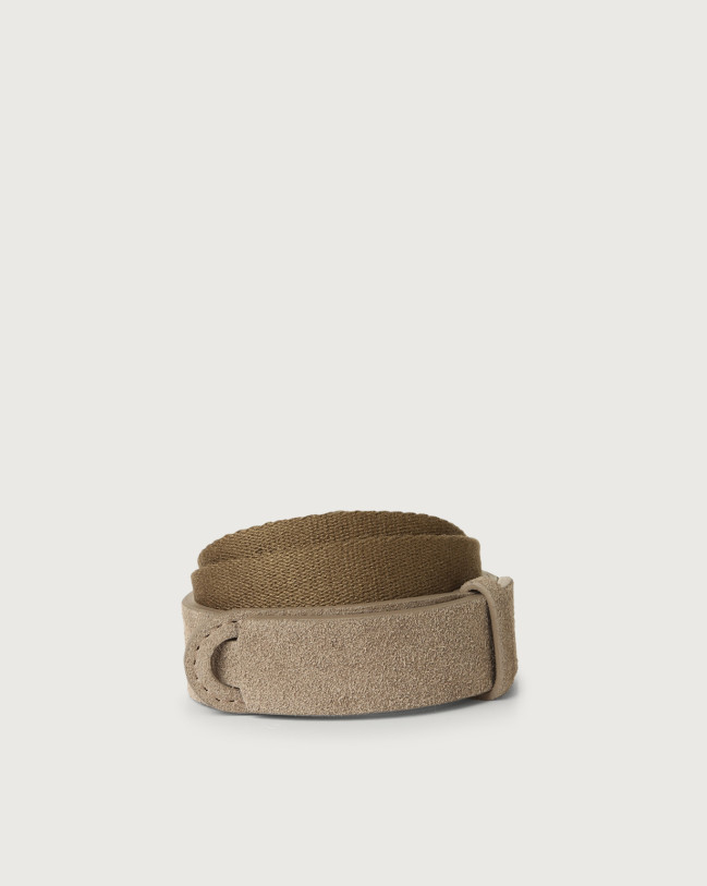 Orciani Suede and fabric Suede Nobuckle Kids belt Suede Taupe