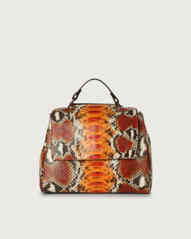 Orciani Sveva Naponos small python leather handbag with strap Python Leather Orange