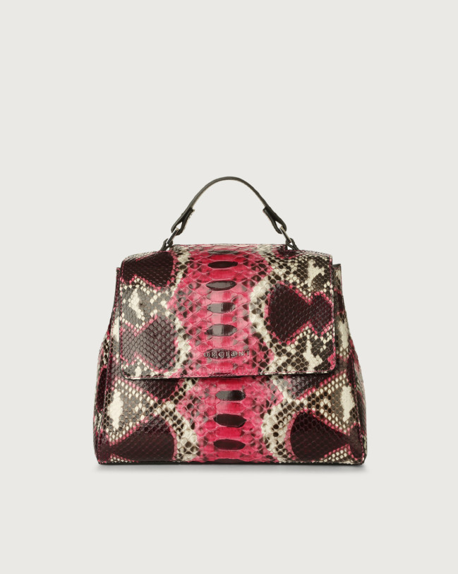 Orciani Sveva Naponos small python leather handbag with strap Python Leather Pink