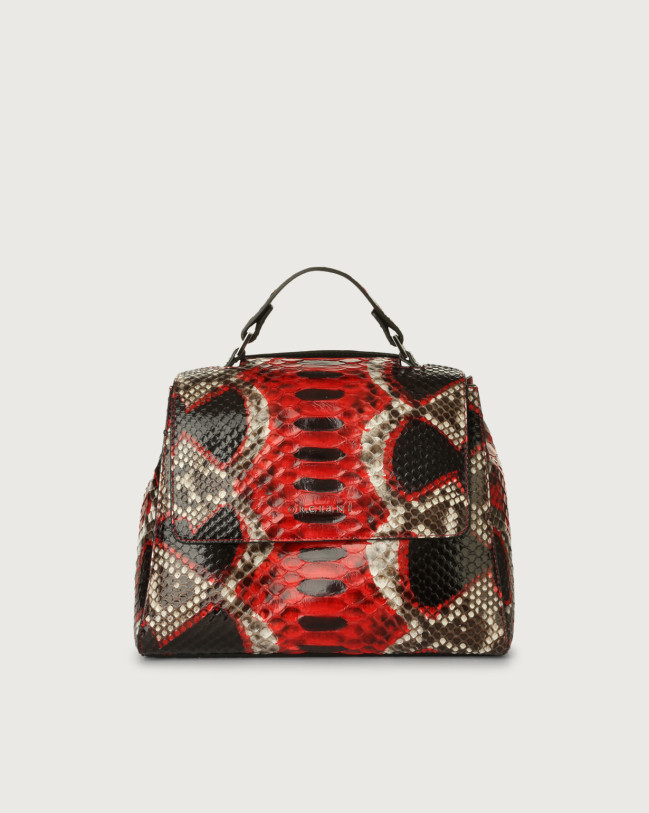 Orciani Sveva Naponos small python leather handbag with strap Python Leather Red