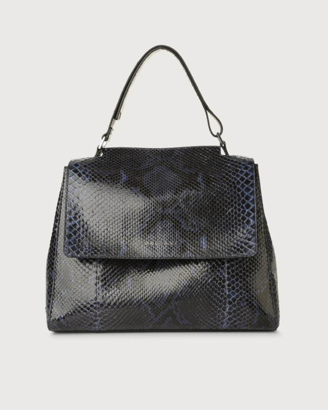 Orciani Sveva Diamond medium python leather shoulder bag with strap Python Leather Deep blue