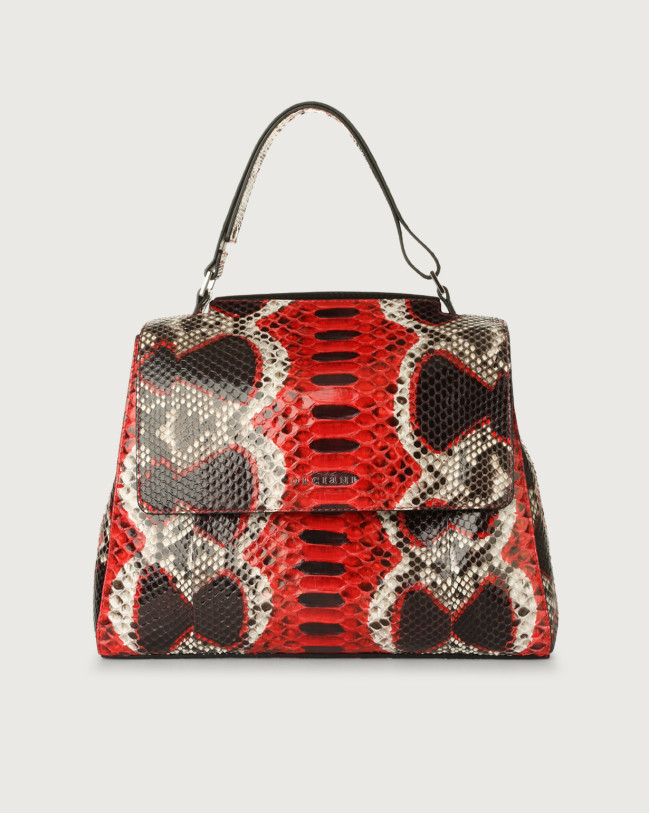 Orciani Sveva Naponos medium python leather shoulder bag with strap Leather Red
