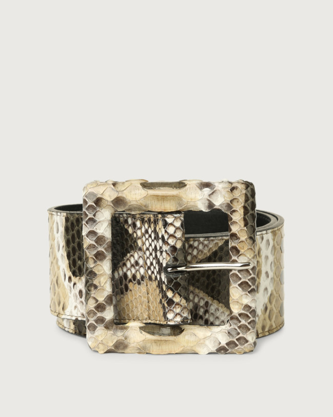 Orciani Naponos high waist python leather belt with covered buckle Python Leather Sand