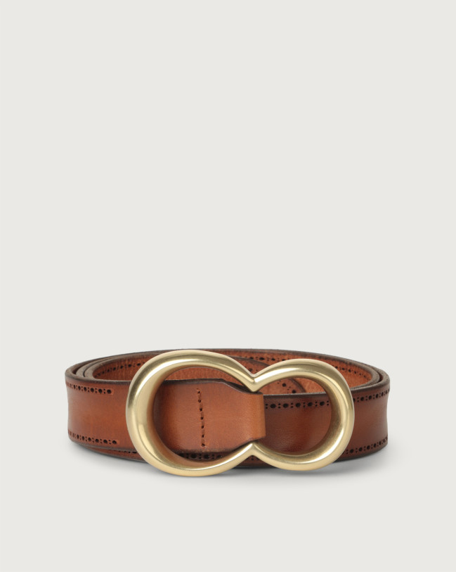 Orciani Bull Soft leather belt with brass buckle Leather Cognac