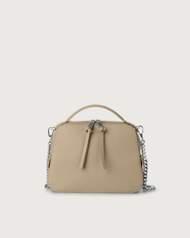 Orciani Chéri Soft leather hand mini bag with shoulder strap Grained leather Sand