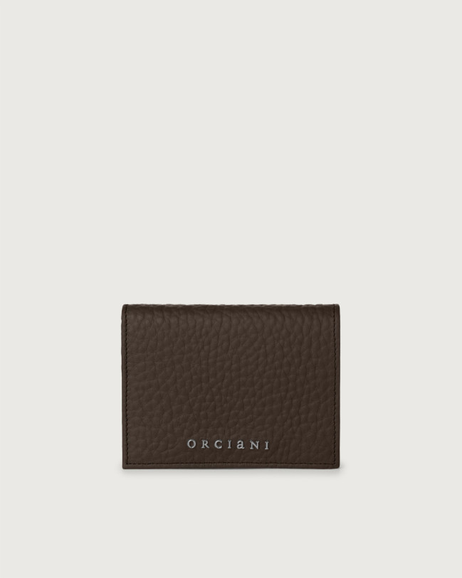 Orciani Soft leather wallet with RFID protection Leather Chocolate