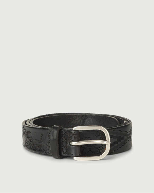 Orciani Cintura Patch Stain in cuoio Leather Black