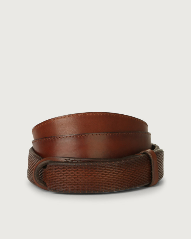 Orciani Bull Soft leather Nobuckle belt Leather Burnt