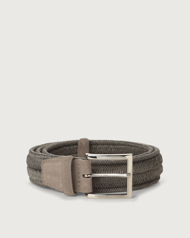 Orciani Rope Elast stretch linen belt 3,5 cm Smoke