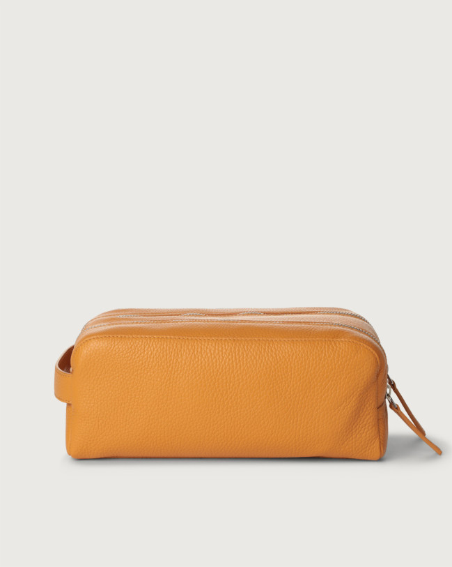 Orciani Micron Leather Beauty Case Grained leather Ocher