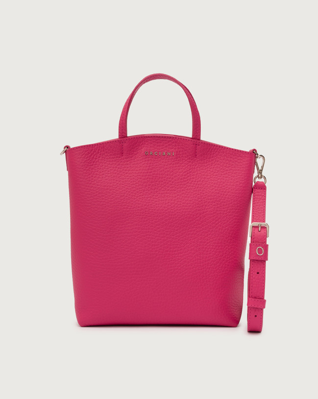 Orciani Ladylike Soft Small leather tote bag Grained leather Fuchsia
